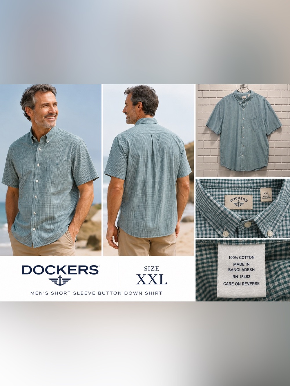 DOCKERS short sleeve men casual wear button down everyday shirt/size XXL